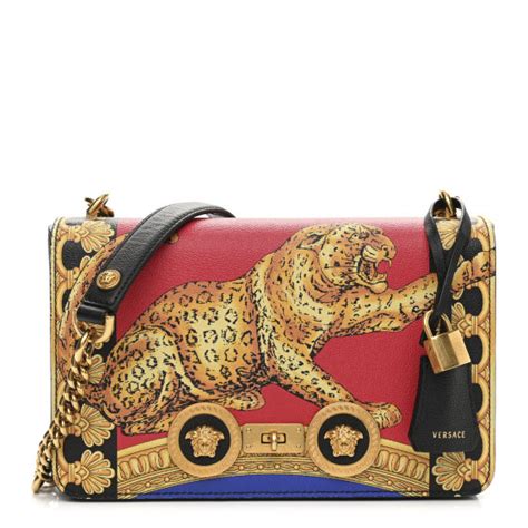 versace leopard baroque|VERSACE Calfskin Leopard Baroque Print Medium Icon Chain .